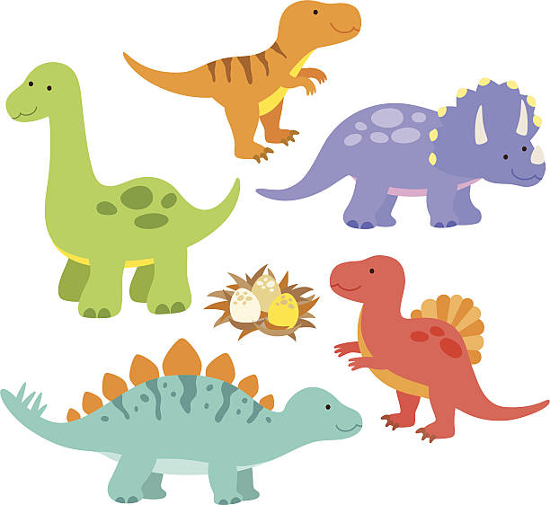 Dinosaurs Vector illustration of dinosaurs including Stegosaurus, Brontosaurus, Velociraptor, Triceratops, Tyrannosaurus rex, Spinosaurus. spinosaurus stock illustrations