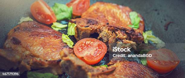 Pork Chops Stock Photo - Download Image Now - 2015, Barbecue - Meal, Barbecue Grill