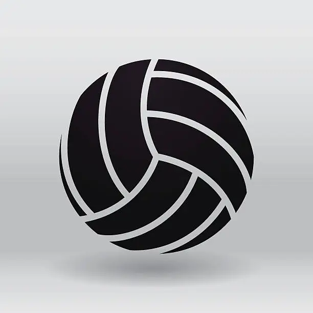 Vector illustration of Black volleyball illustration against a grey background