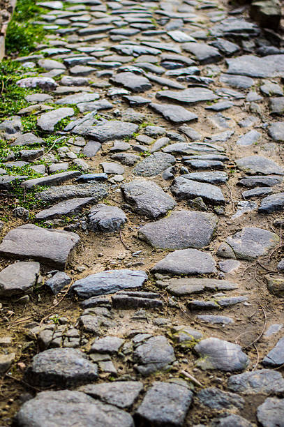 トレイルの石 - footpath autumn stone old ストックフォトと画像