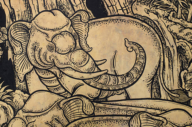 istock Elephant In Thai Classic Art On Gilt Close Up. 467180404