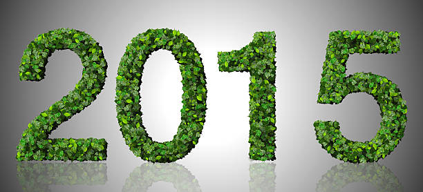 istock Year 2015, date made from green leaves on gradient background. 467180694