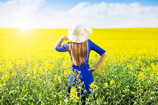 istock Woman in canola field 467181468