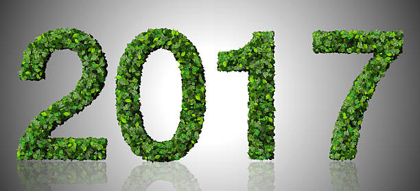 istock Year 2017, date made from green leaves on gradient background. 467184690