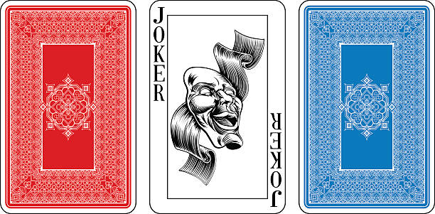 illustrazioni stock, clip art, cartoni animati e icone di tendenza di dimensioni ponte joker carta da gioco e inverso - cards rear view pattern design