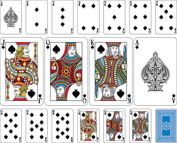 steg spade spielkarten und rückseite - cards rear view vector pattern stock-grafiken, -clipart, -cartoons und -symbole