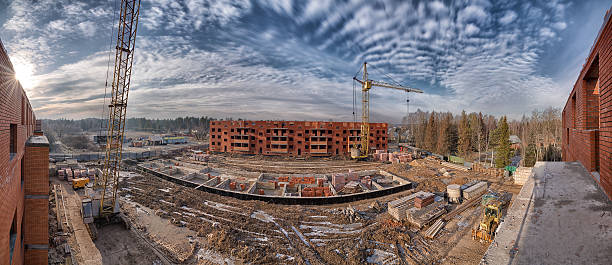 Construction site panorama stock photo