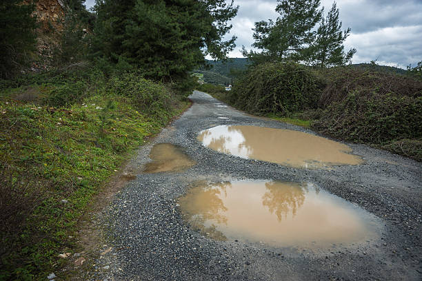 istock Spring roads after heavy rain at Evbia, Greece 467192384