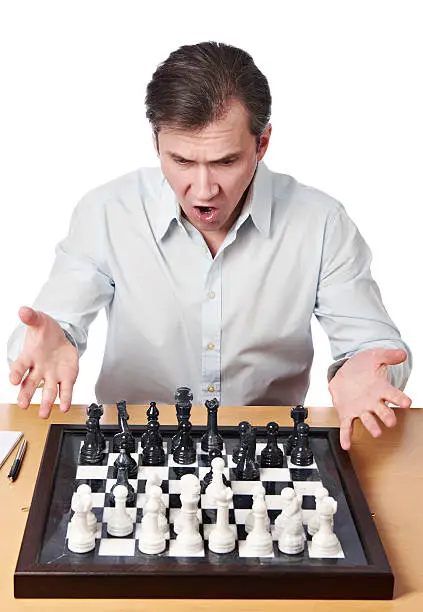 Photo of Man emotionally perturbed game combination in chess