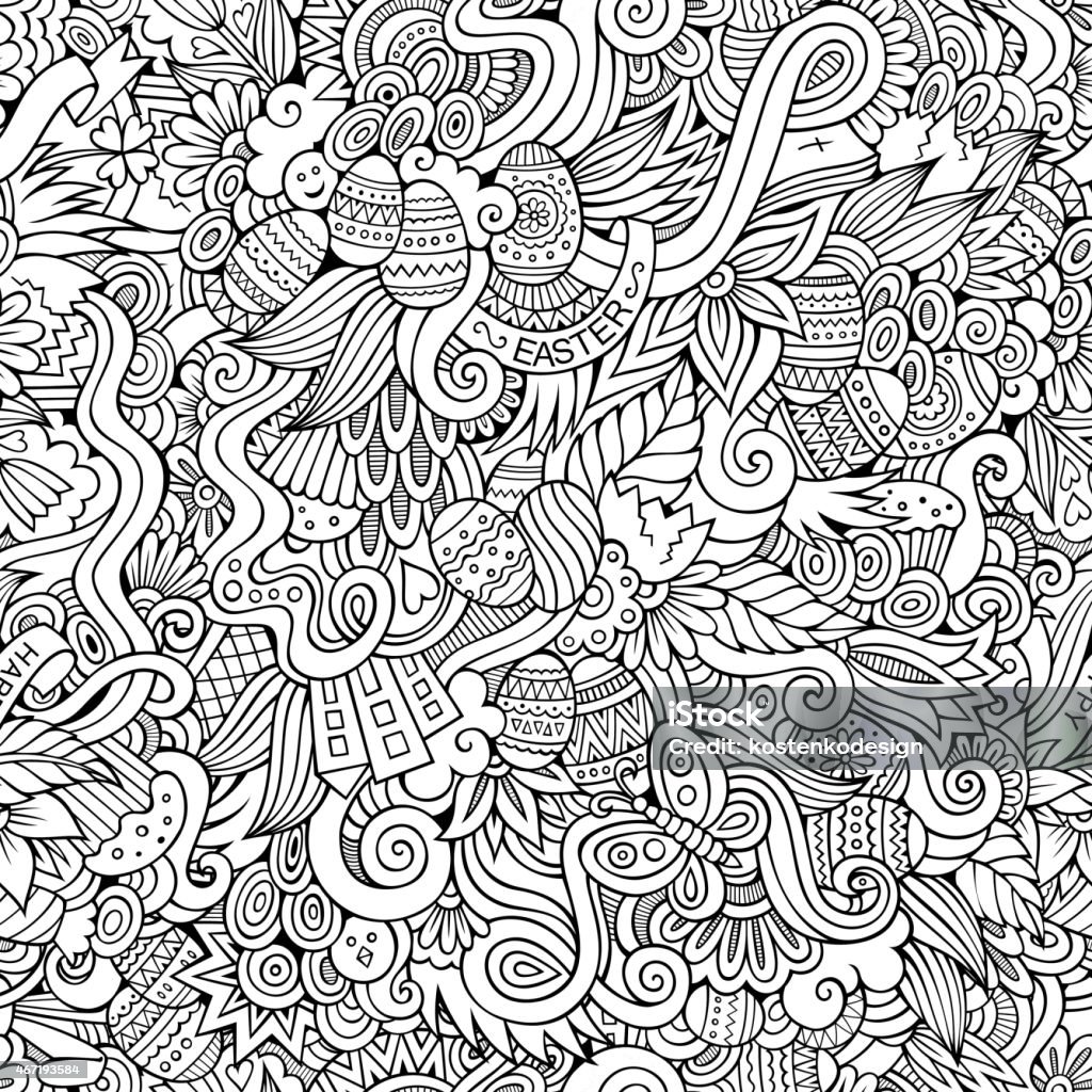 Easter doodles vector seamless pattern Easter decorative doodles vector seamless pattern 2015 stock vector