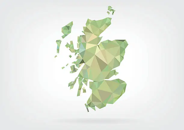 Vector illustration of Low Poly map of Scotland