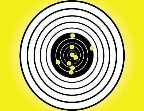 blank target sport for shooting competition on yellow background