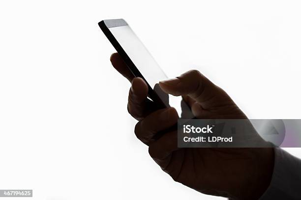 Man Using A Mobile Phone On White Background Stock Photo - Download Image Now - Adult, Adults Only, Business