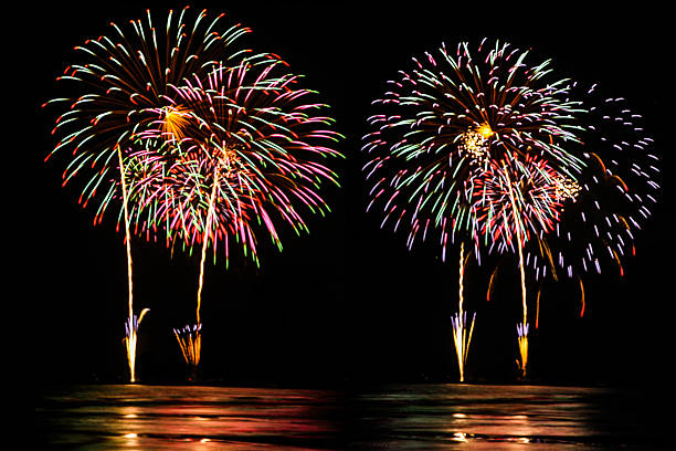 istock Colorful Fireworks over sea 467196059