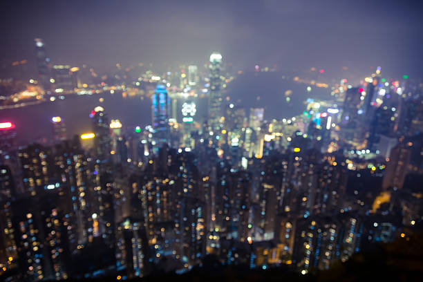 istock Blurred defocused background Hong Kong city view from peak 467197624