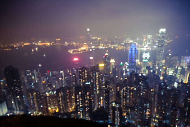 istock Blurred defocused background Hong Kong city view from peak 467197628