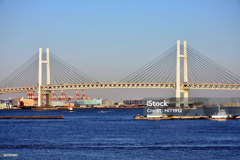 Yokohama Minato Mirai cityscap with Bay bridge Harbor Stock Photo