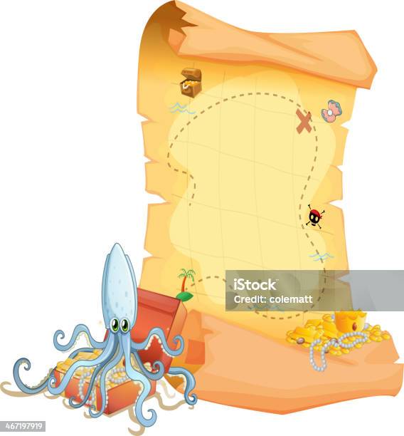 Find Treasure Mapbox Treasure Map And An Octopus Above The Treasure Box Stock Illustration ...