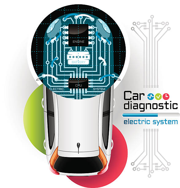 x-ray автомобиль диагностики электрические системы - car battery car battery auto repair shop stock illustrations