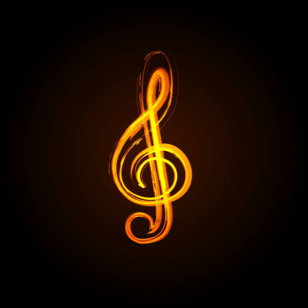 Music notes on a solide white background Music notes on a solide white background, easy editable neon music notes stock illustrations