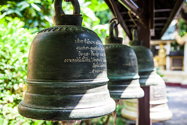 Chiang Rai, Thailand - May 2, 2013: Bells at the temple named Wat phra kaeo in Chiang Rai, Thailand.