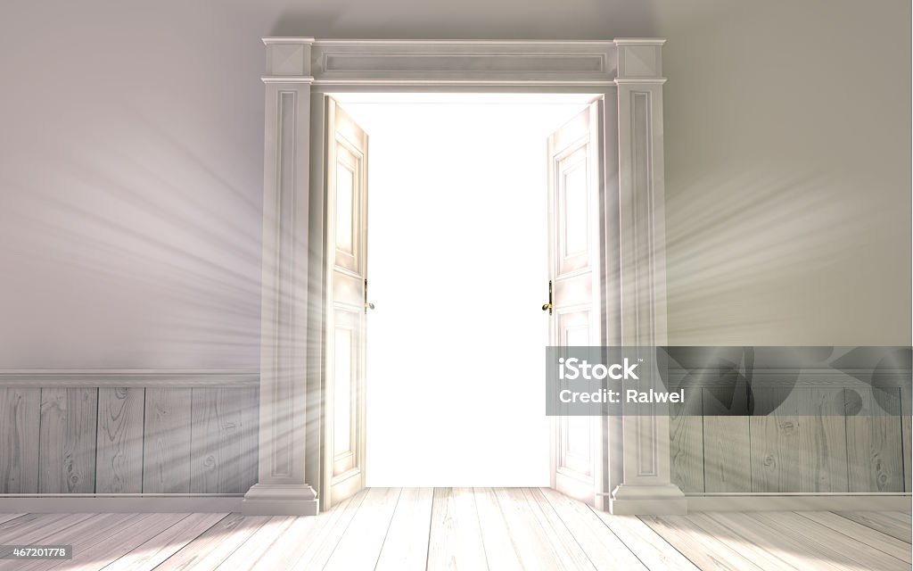 3d rendering the empty room with opened door 2015 Stock Photo