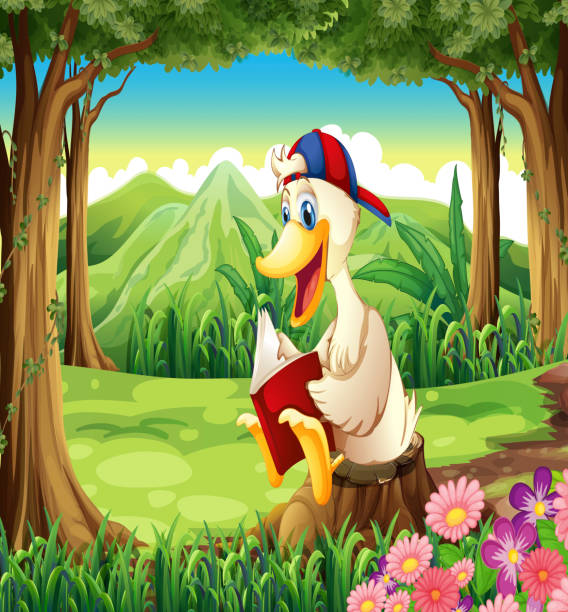 ente im wald lesen - grass branch wealth forest stock-grafiken, -clipart, -cartoons und -symbole