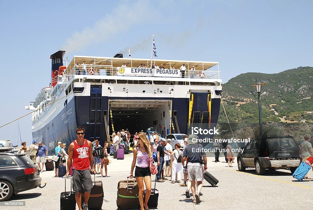 Llegada, Skopelos island Ferry - Foto de stock de Agua libre de derechos