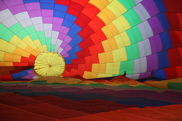 istock Hot air balloon, from the inside during inflation. 467204862