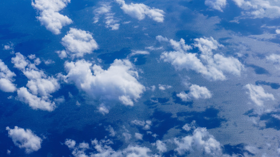 Clouds reflecting on the water, aerial view.