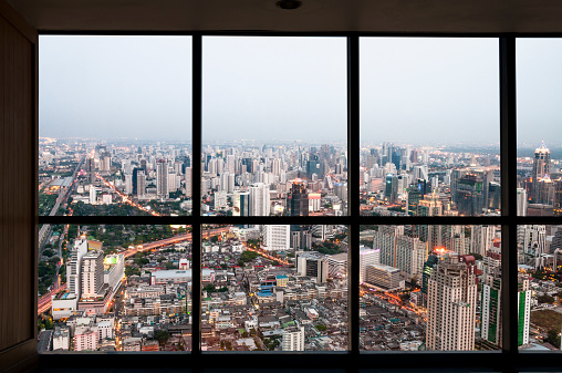 A View Of Bangkok In Thailand From An Office Window