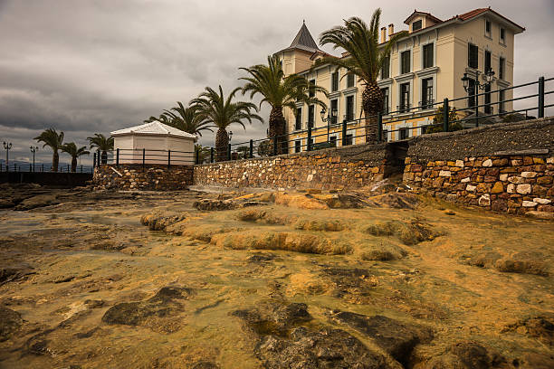 Thermal springs on the beach in Loutra Edipsou, Evia, Greece
