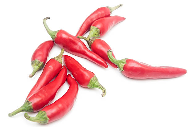 istock Hot red chili pepper on white background 467208591