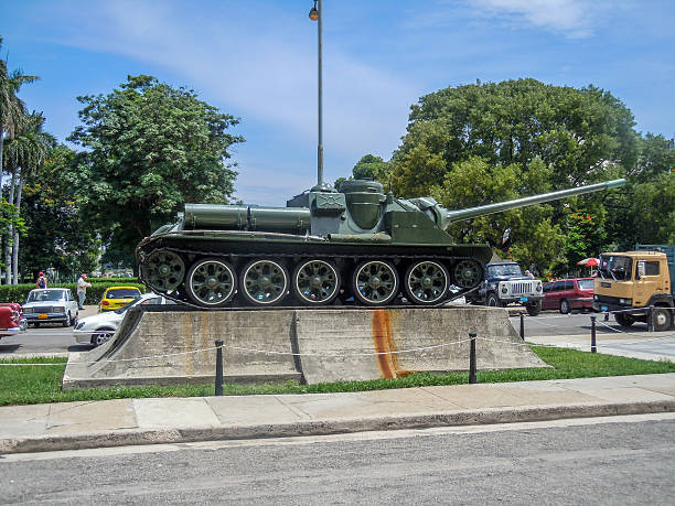 Havana, Сuba - August 12, 2011: Revolution Tank Memorial on the Avenida Belgica, outside the Museum of the Revolution, Havana, Cuba