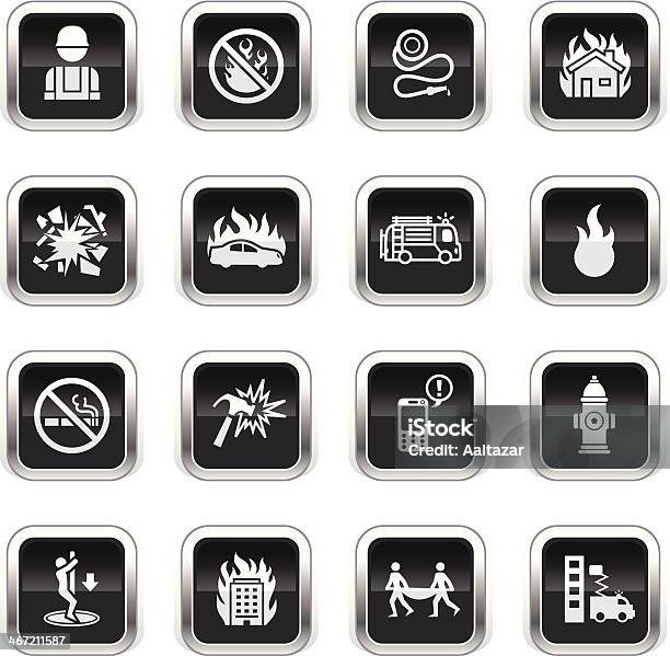 Ilustración de Supergloss Iconos Negro De Bomberos y más Vectores Libres de Derechos de Accidentes y desastres - Accidentes y desastres, Adulto, Agua