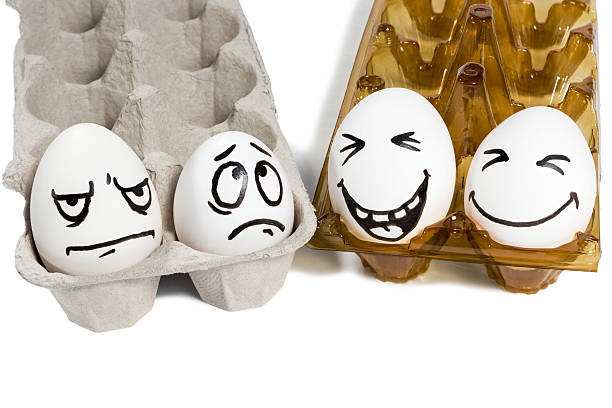 istock Two sad and cheerful couple eggs 467220016