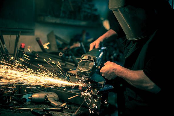 istock Metal grinding on steel spare part in workshop 467220020