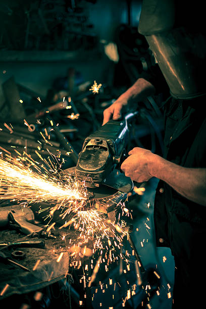 istock Metal grinding on steel spare part in workshop 467220024
