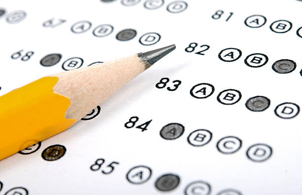 Test score sheet with answers stock photo