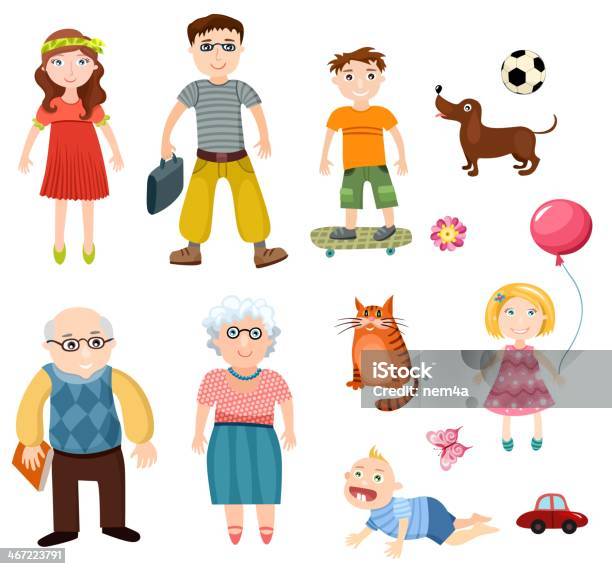 Family Set Stock Illustration - Download Image Now - Baby - Human Age, Grandparent, Parent