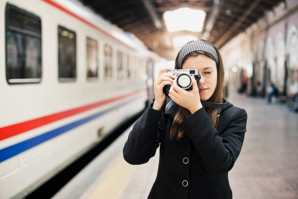 istock Young Woman at The Train Station 467225537