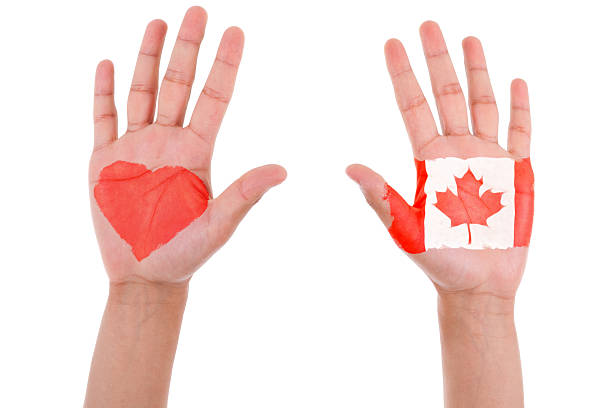 Fist of Canada flag painted