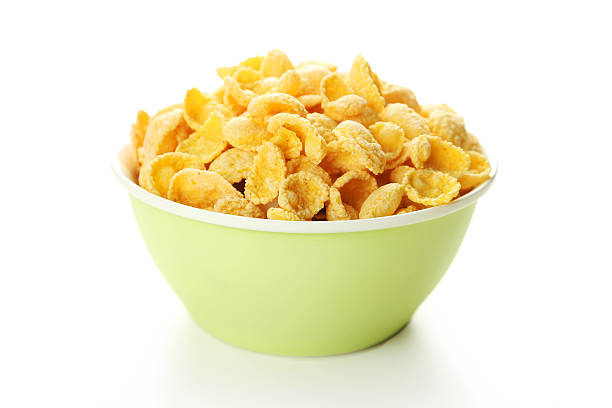 istock Bowl of cornflakes isolated on white 467227800