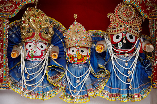 Richly embroidered and decorated Indian religious icons called Jagannath, Baladeva and Subadra http://195.154.178.81/DATA/istock_collage/a4/shoots/785182.jpg