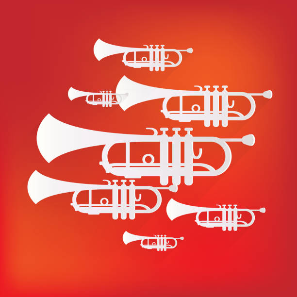 ikony muzyka instrumenty dęte - trumpet musical instrument brass band classical music stock illustrations