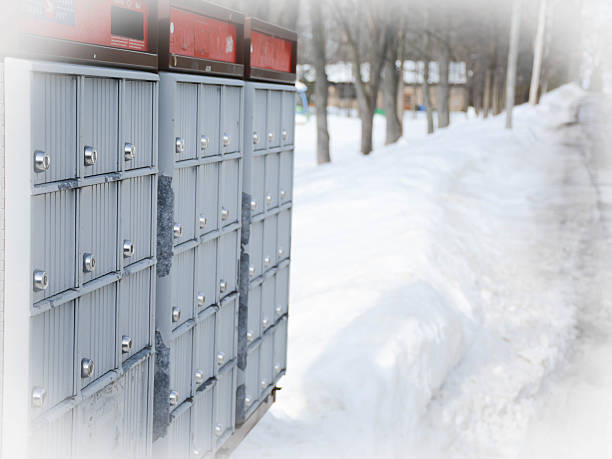 istock Rural postal boxes on wintery road 467232234