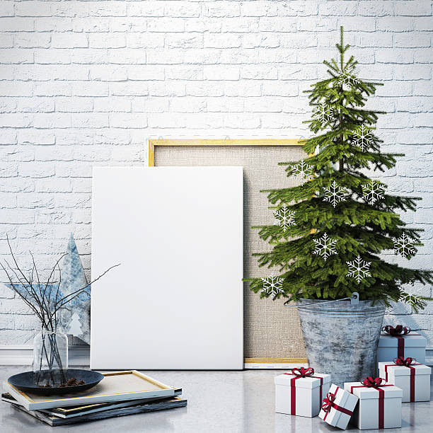 istock mock up poster with christmas decoration, background 467232278