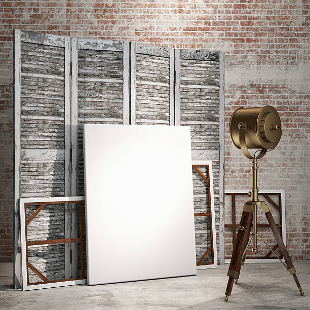 istock mock up posters with industrial lamp in loft interior background 467232730