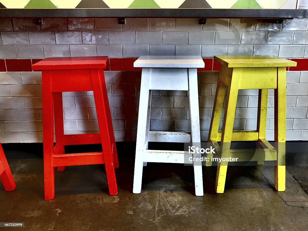 Three color chairs Red, White, Yellow chairs Chair Stock Photo