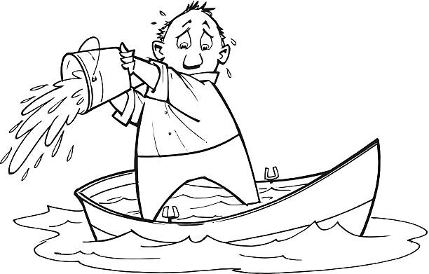 Man Bailing Boat Man Bailing Boat sinking boat stock illustrations